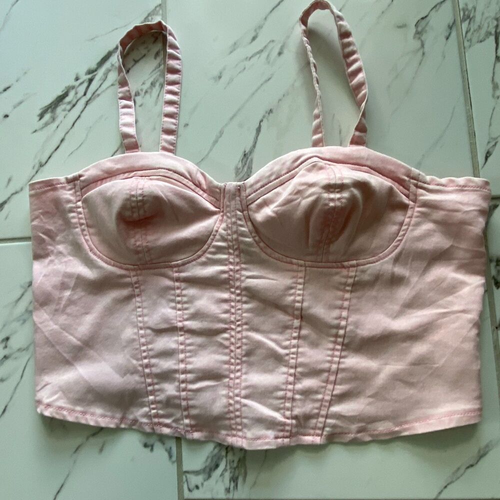 Hope And Harvest Women XXL Pink Cropped Bustier Cami Tank Top